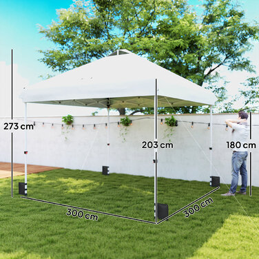 Намет-павільйон 3x3 м, водонепроникний, стабільний, зимостійкий, швидкомонтований, з захистом від сонця SPF 50+, з сумкою та мішками з піском