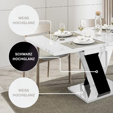 Розсувний кухонний стіл PROROOM FURNITURE Malvi – чорний, 120-160 см, для 4-6 осіб | Сучасний дизайн | Легка збірка | Для їдальні та кухні