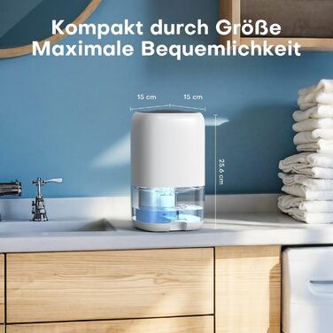 Електричний осушувач повітря 1000 мл з LED-підсвіткою, компактний, тихий та ефективний для дому, ідеальний для ванної кімнати та шафи