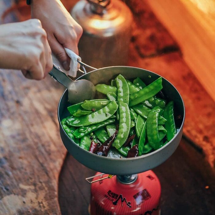 Набір посуду iBasingo Titan для кемпінгу: каструля 1.9L та сковорода 900ml з кришкою. Легкий, портативний, з кришкою, для приготування їжі на відкритому повітрі та вдома. Ti2057C