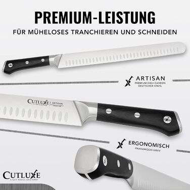 Ніж для шинкових нарізок Cutluxe Artisan – 30 см, з високоякісної сталі, з піхвою