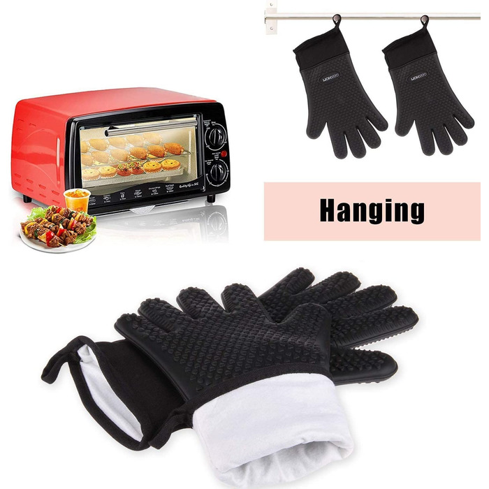 Рукавички для духовки GEEKHOM, термостійкі силіконові рукавички для духовки, водонепроникні кухонні рукавички для випічки