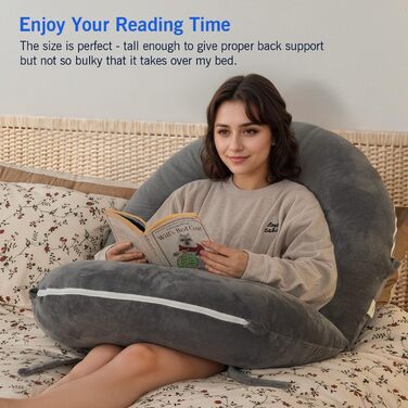 Підкуштунок для читання INSEN: спинка для сидіння в ліжку, для читання, відпочинку, медсестер, дорослих, мам та дітей. Підкуштунок для прес-вижимання в ліжку, охолоджуючі смуги (сірий, базовий)