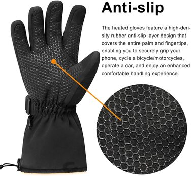 Обогріваючі рукавички Loowoko з акумулятором 7.4v 3000mAh (2 шт.), 3 режими нагріву, водонепроникні, з підтримкою сенсорного екрану, USB для роботи на відкритому повітрі, мотоцикла, велосипеда, катання на лижах, альпінізму, піших прогулянок