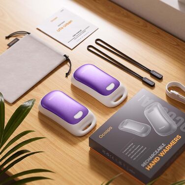 Електричні грілки для рук OCOOPA, 2 шт., водонепроникні IP45, ергономічні, 18 годин тепла, портативні, для активного відпочинку, гольфу, кемпінгу, міста (лавандово-фіолетовий)