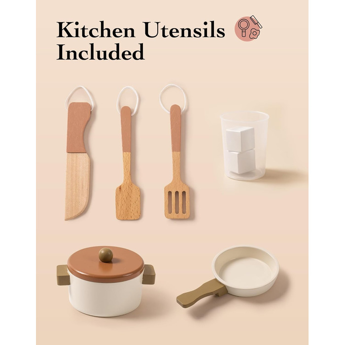 Дерев'яна дитяча кухня ROBOTIME з аксесуарами, ретро-дизайн, зелений, 3-8 років