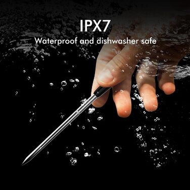 Термометр для м'яса з дистанційним моніторингом 130 м, для гриля, духовки, коптильні та кухні, термометр для гриля, IPX7 водонепроникний, відстеження температури в реальному часі, сумісний з iOS/Android, сріблясто-сірий