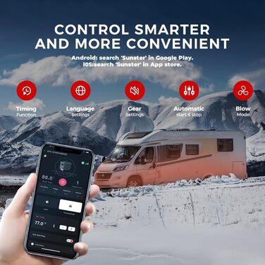 Дизельний опалювач 8kW з Bluetooth, 12V/24V/230V для вантажівок, фургонів, автодому, з автоматичним запуском та адаптером живлення, 2025 року випуску, блакитний