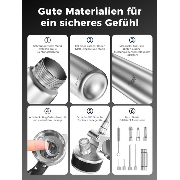 Пристрій для збивання вершків, 500 мл, з набором насадок та щіткою (нержавіюча сталь)