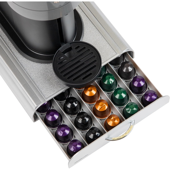 Організатор для капсул кави Mind Reader TRAY6-WHT: 36 місць, сумісний з K-Cup, CBTL, Verismo, Dolce Gusto, Nespresso. Пластиковий, сріблястий