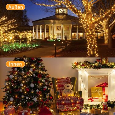 Гірлянда світлодіодна 40м, 400 LED, для прикраси ялинки та декору, вологостійка, з пультом, таймером, димуванням, теплий білий колір, для дому та саду