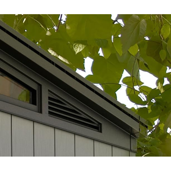 Сарай садовий Keter Artisan 7x7 з підлогою, похилим дахом, подвійними дверями та вікном, 214x218x226 см, 8.3 м³, сірий - для зберігання на вулиці