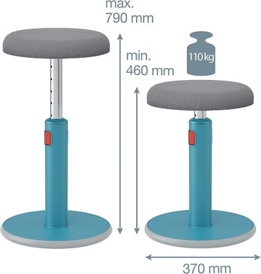 Табурет Leitz Active Sit-Stand, регульований по висоті 46-79 см, серія Ergo Cosy, сірий, 65180089