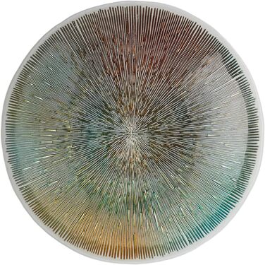 Діаметр 33 см - Різнокольорова декоративна скляна чаша для дому та святкових прикрас райдужне золото
