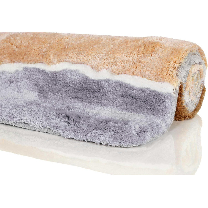 Килимок для ванної кімнати Rio Marina: м'який, пухнастий, антиковзний, 70 x 120 см, лосось/сірий/коричневий