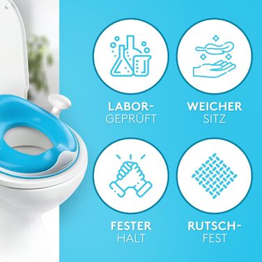 Дитяче сидіння для унітазу Edelkern з ручками та захистом від бризок, до 50 кг, блакитне