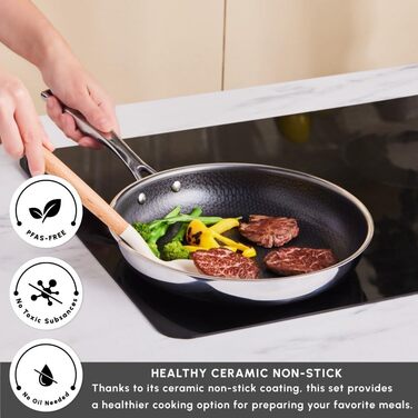 Набір каструль та сковорідок Karaca Ceramica Steel 3Ply: 7 предметів з нержавіючої сталі та керамічним покриттям