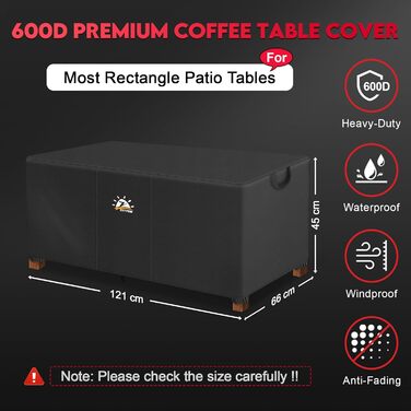 Чохол для садово-патіо меблів Zettum 121x66x45 см, водонепроникний, 600D Oxford PU, захисна накидка для саду та тераси