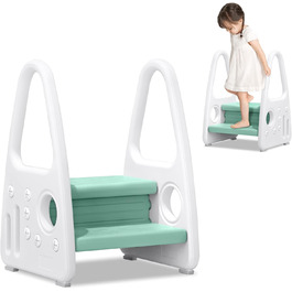 Тритт-стілець для дітей UISEBRT 2 сходинки, зелений - для дитячої кімнати, ванної, кухні