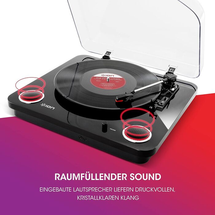 Програвач вінілу ION Audio Max LP з Bluetooth, вбудованими динаміками та USB, чорний