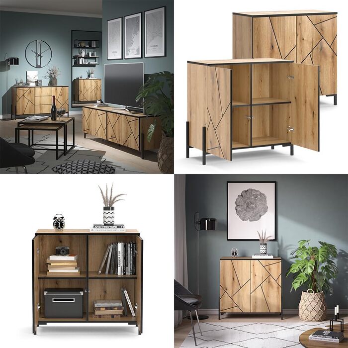 Комод з 2 шухлядами Vicco Hatto, 124 x 69.6 см, дуб