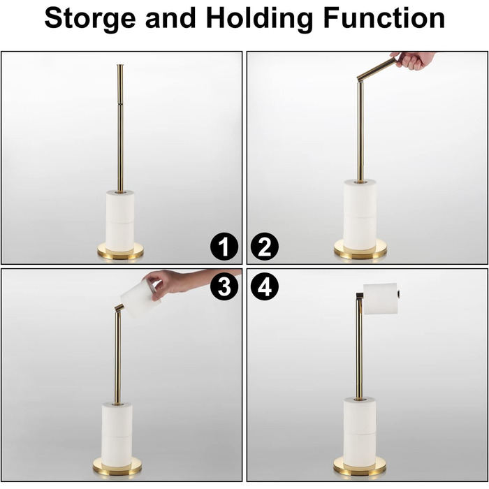 Тримач для туалетного паперу LBSYSLB, нержавіюча сталь SUS 304, окремо стоячий тримач для туалетного паперу для ванної кімнати, зважений тримач для туалетного паперу для ванної кімнати (Золотий)