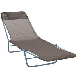 Outsunny Sun Lounger Садовий шезлонг Relax Lounger на 2 ноги Шезлонг коричневий складний для саду та патіо, стійкий до погодних умов та зручний
