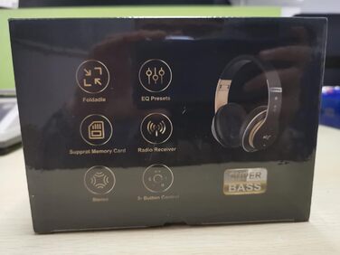 Навушники Lankey Sound Sound, 6 режимів еквалайзера, 65 годин, HD-мікрофон, FM, SD/TF, Black-Gold