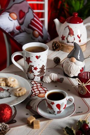 Excelsa Гномі серветки для столу, набір 6 шт, поліпропілен, червоний та зелений кольори