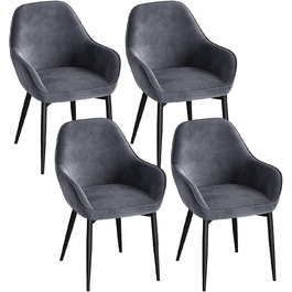 Крісла ELUCHANG для їдальні (4 шт.) з підлокітниками, м'які, з велюру, до 120 кг, для кухні, вітальні, їдальні, темно-сірий колір