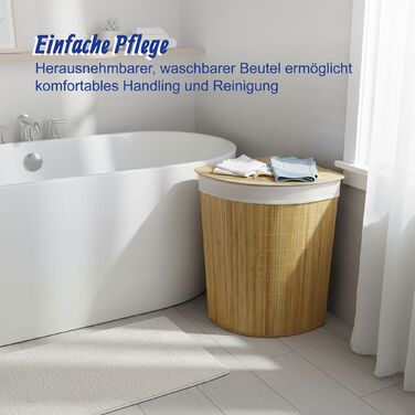 Кошик для білизни кутовий з бамбука Relaxdays з кришкою
