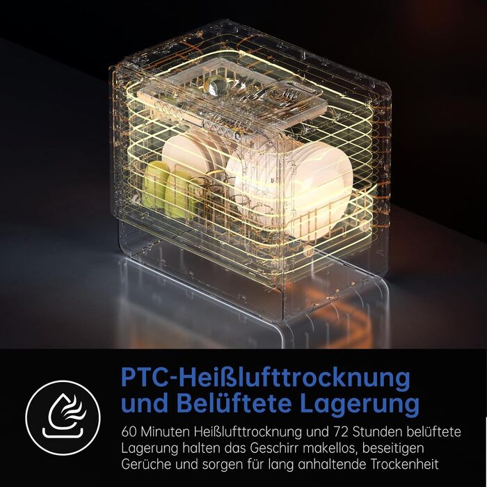 Посудомийна машина AIRMSEN міні, компактна з пом'якшувачем води, 7 програм, 5л бак, з підключенням до води або без, біла