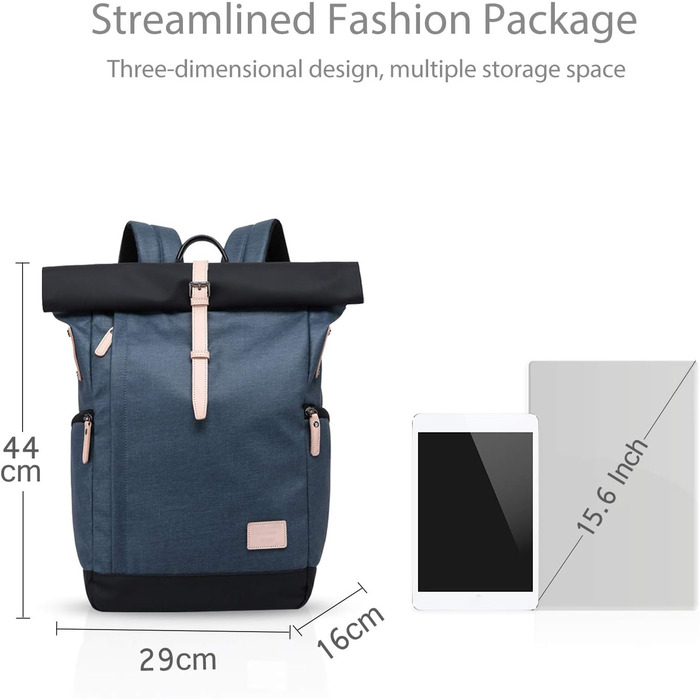 Модний рюкзак FANDARE Протиугінний відпочинок на свіжому повітрі Trade Travel 15,6-дюймовий рюкзак для ноутбука Жіночий/чоловічий багатофункціональний водонепроникний поліестер (синій)