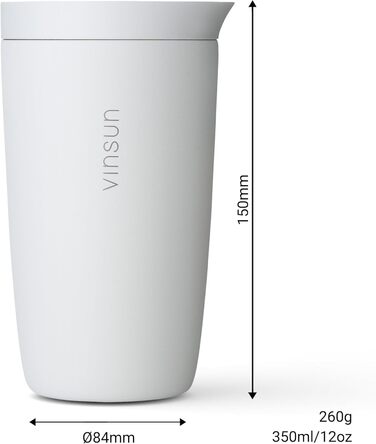 Термокружка VINSUN 350 мл з нержавіючої сталі, подвійні стінки, Quick Press, для кави та інших напоїв