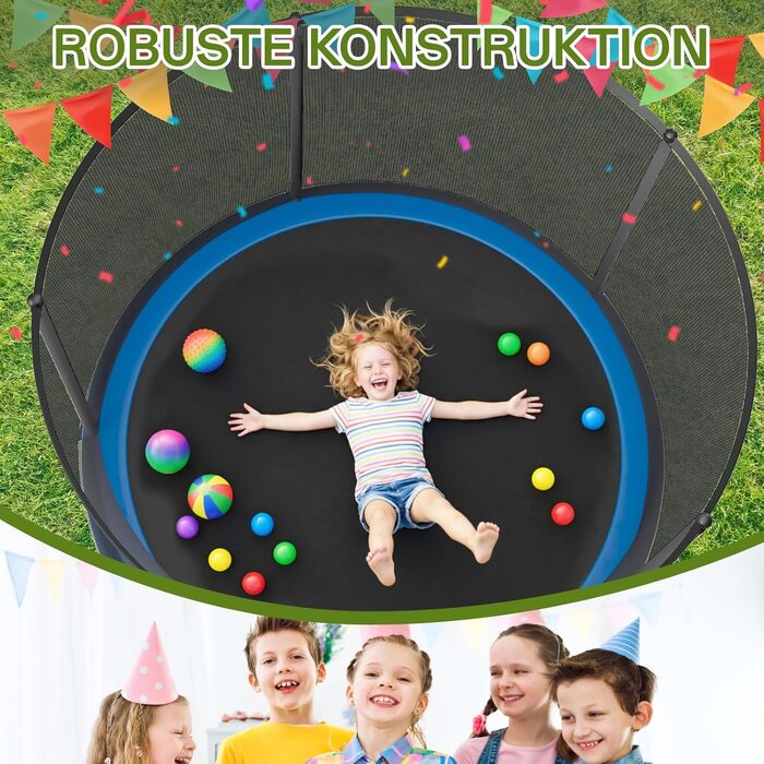 Батут JUMMICO вуличний 220 см з сіткою безпеки та захисним покриттям - блакитний