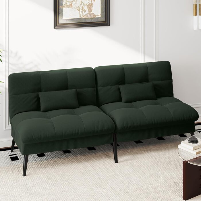 Диван-ліжко LUCKRACER 3-місний з регульованими кутами, тканина, темно-зелений | Диван, розкладний диван, кутовий диван для вітальні