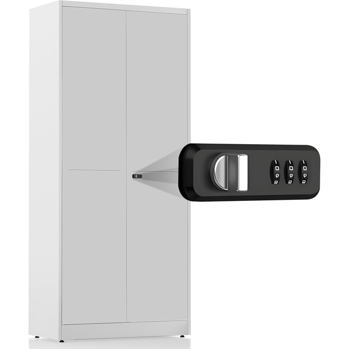 Металевий шафа-сейф для документів з полицями, 90x80x40 см, білий