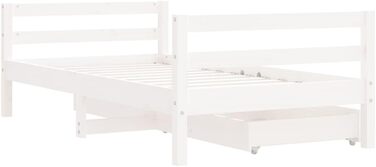 Дитяче ліжечко з шухлядами Біле 80x160 см Масив сосни 80 х 160 см Білий