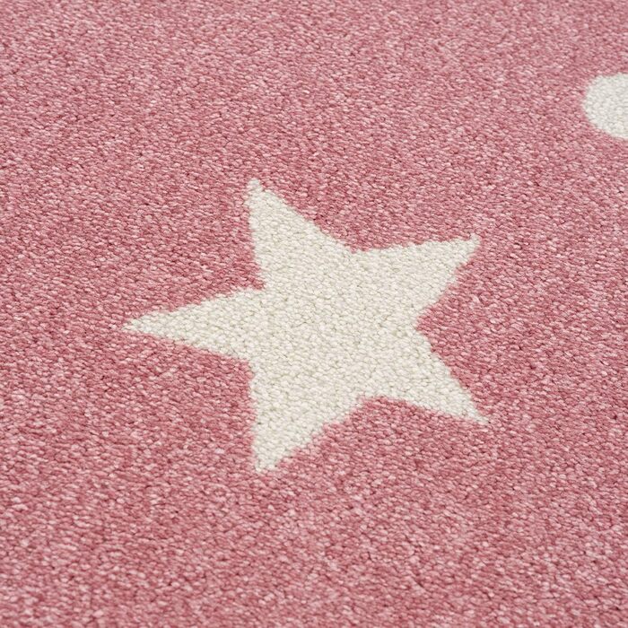 Килим для дитячої кімнати Taracarpet Dreamland Little Little Stars and Matching Dots кремово-блакитний (080x150 см, рожево-кремовий)