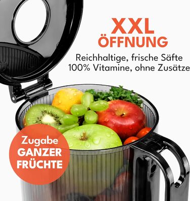 Електричний соковитискач LEBENLANG Slow Juicer з рецептами та великим соковидом 135 мм | Для фруктів, овочів, без BPA | Saftpresse | Green Press