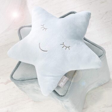 Пухнаста декоративна подушка для дитячої кімнати - рожевий (зірка, блакитний/небо)