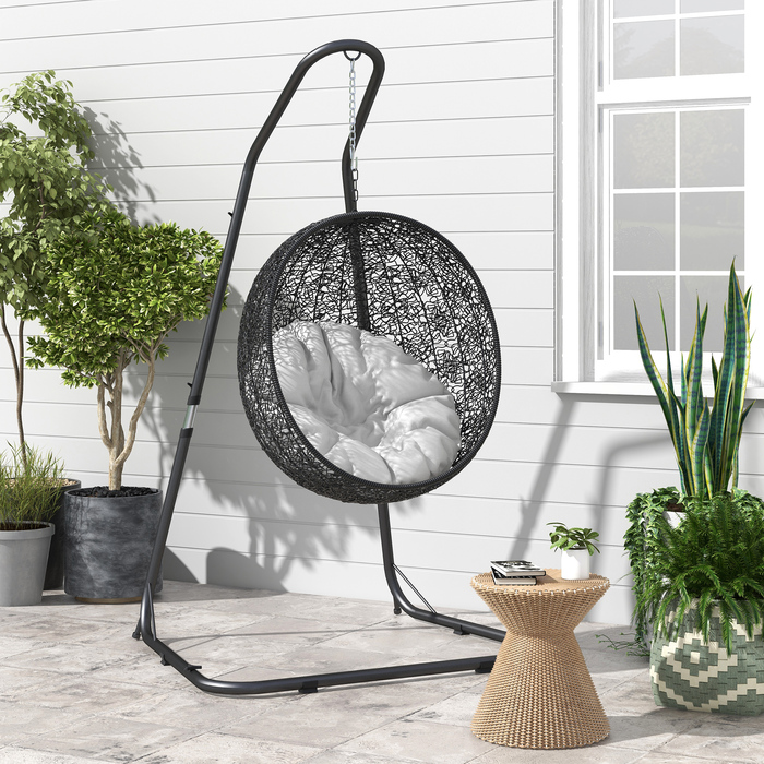 Підставка для гамака/крісла-гойдалки, металева конструкція, чорна, 133 см x 116 см x 195/230 см