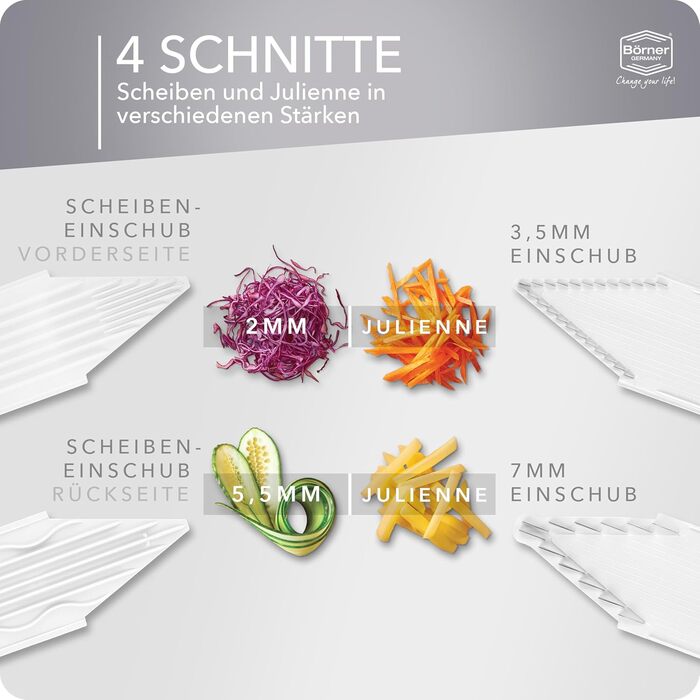 Набір Börner Gemüsehobel V3: V-овочерізалка для 5 видів нарізки, з нержавіючою сталею, з тримачем для фруктів, оранжевого кольору