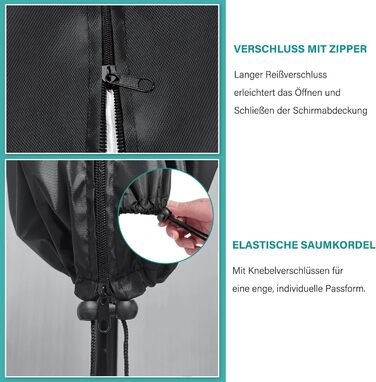 Чохол для парасольки/зонту великого розміру (2-4 м), чорний. Захист від сонця, вітру та снігу. Розміри: 205 x 25/57/48 см