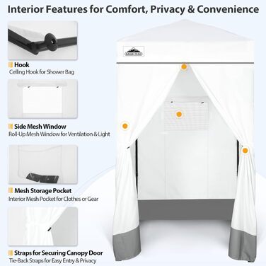 Розкладана переодягальня EAGLE PEAK Flex Ultra Compact - 1.2x1.2 м, біла. Ідеально для басейну, фотосесій та кемпінгу