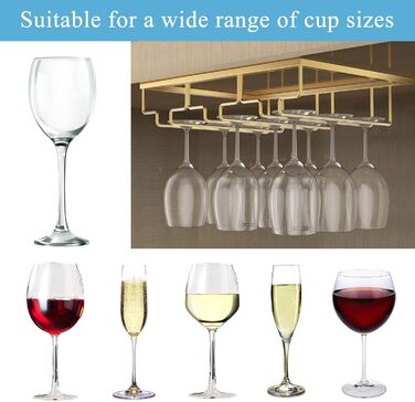 Тримач для келихів вина GBCHOOSE (2 шт.), золото, під шафу, для барів та кухні