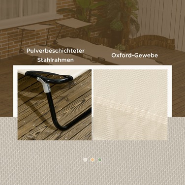 Набір з 2 розкладних шезлонгів для саду з сонцезахисним навісом та 5-рівневим регулюванням спинки, коричневого кольору