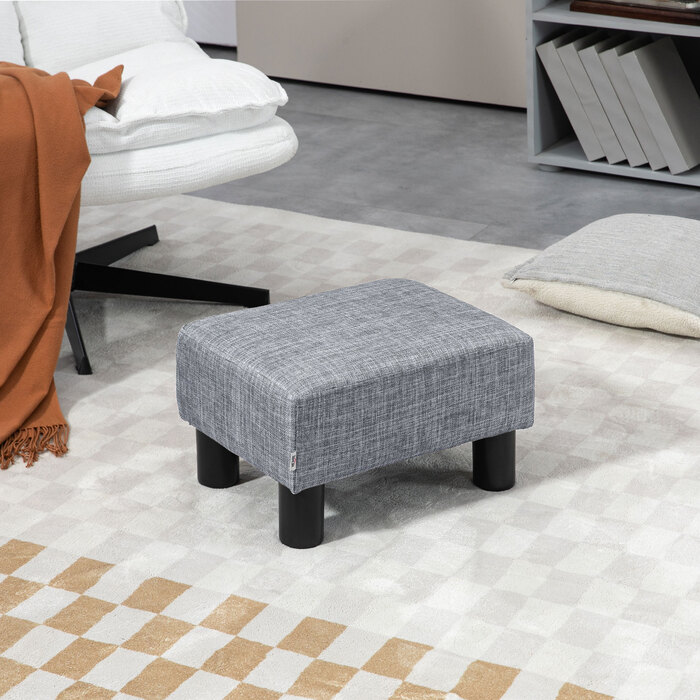 HOMCOM Footstool Пуф прямокутний Лляний пуф до 150 кг з навантаженням для вітальні, передпокою сірий