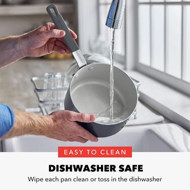 Набір посуду GreenPan x Bobby Flay 13 предметів: професійний алюміній, керамічне антипригарне покриття без PFAS/PFOA, індукційний, силіконовий ручка, безпечний для миття в посудомийній машині (каструля 2.53 л з кришкою, сірий (Графіт//Nature's Deligh