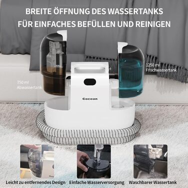 COCEAN Потужний пилосос для миття килимів та м'яких меблів, 18Kpa, для дому та автомобіля, білий